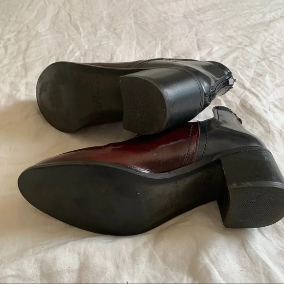 Zara oxblood ankle chunky heel boots (s6) - Picture 7 of 8